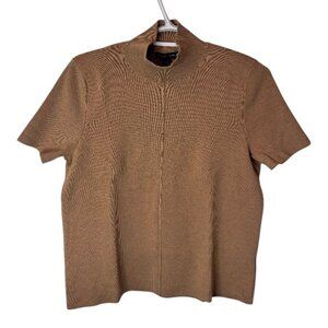 Saks Fifth Avenue tan mock neck knit shirt size M